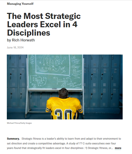 New Harvard Business Review Article on Strategic Fitness