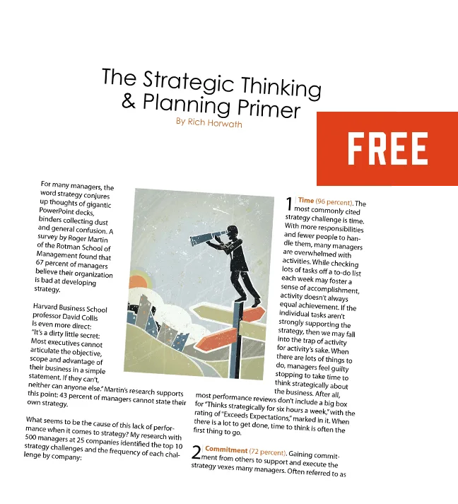 Free newsletter: The Strategic Thinking and Planning Primer